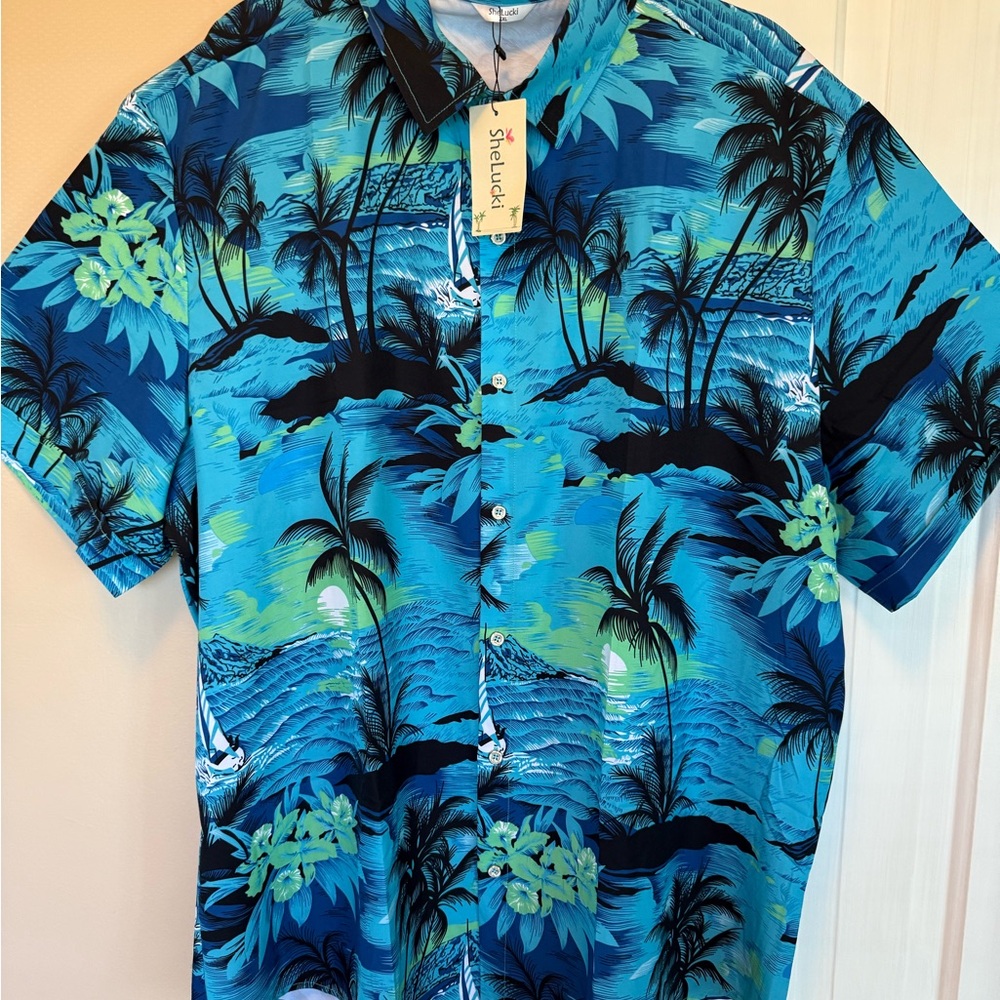 Blue Tropical Hawaiian Shirt